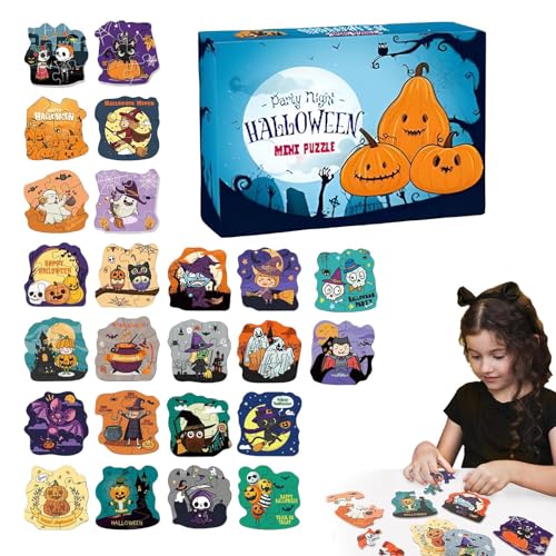 Whrcy Mini-Halloween-Puzzles für Kinder,Halloween-Mini-Puzzle-Set - Montessori-Puzzle-Spielzeug,Puzzles für Kinder ab 3 Jahren, Puzzlespielzeug aus Papier, Partygeschenke, Belohnungstütenfüller für von Whrcy
