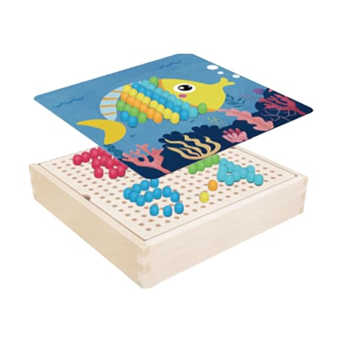 Whrcy Nagelpuzzle mit Pilz, 240 Heringe für Nägel | mit Aufbewahrungsbox zum Basteln, Peg Puzzle Spielzeug für 3 Jahre + Ausdauer entwickeln von Whrcy