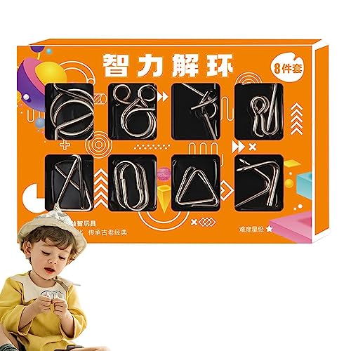 Whrcy Puzzle-Spielzeug aus Metall – chinesischer Zauberring, 8-teilig – Spiel-Testspielzeug Mind Logic IQ, entsperren Sie das Verriegelungsspiel, Puzzle, Smooth IQ Test von Whrcy