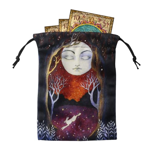 Whrcy Tarot Beutel - Aufbewahrungsbeutel Für Tarotkarten Mit Zugband - Würfelorganizer Mit Druck Auf Beiden Seiten Für Büro Reisen Camping Outdoor Küste Garten Alltag Schrank von Whrcy