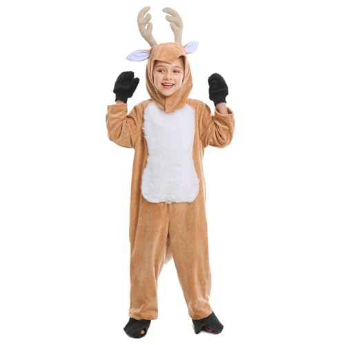 Whrcy Weihnachts Rentier Kostüm Kleidung - Kinder Rentier Tier Cosplay Kleidung - 3-13 Jahre Strampler Anzug Niedlich für Schlafenszeit Winterfest Geburtstag Bühne Whrcy Weihnachts Rentier Kostüm Kleidung - Kinder Rentier Tier Cosplay Kleidung - 3-13 Jahre Strampler Anzug Niedlich für Schlafenszeit Winterfest Geburtstag Bühne von Whrcy