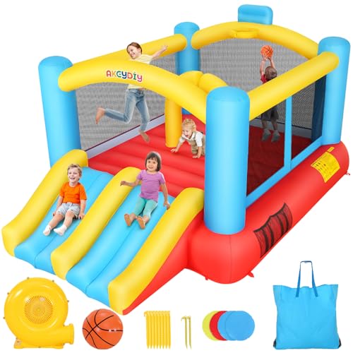 WHUBEFY Hüpfhaus, aufblasbares Hüpfhaus für Kinder mit Gebläse im Lieferumfang enthalten, Spielhaus für drinnen und draußen, Hüpfhaus für Hinterhof, Springburg mit 2 Rutschen, Sprungbereich (Hüpfhaus WHUBEFY Hüpfhaus, aufblasbares Hüpfhaus für Kinder mit Gebläse im Lieferumfang enthalten, Spielhaus für drinnen und draußen, Hüpfhaus für Hinterhof, Springburg mit 2 Rutschen, Sprungbereich (Hüpfhaus von Whubefy