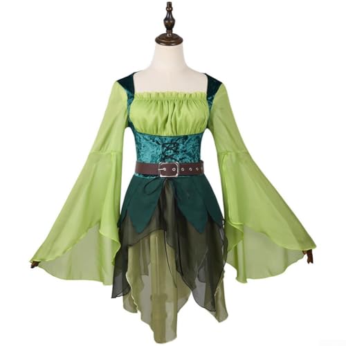 Whychstore Elf The Wizard of Oz Cosplay Dress for Women Long Sleeve Fairy Outfit for Role Play and Festive Party (XL Green) von Whychstore