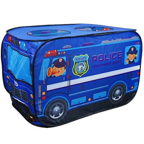 Whyzsjnclg Kinderpop-up-Zelt 44.1x27.6x29.5 faltbares Autozelt atmungsaktive Spielzelte mit Rolling Door & Dachlicht für das Spielen, Polizeiauto von Whyzsjnclg