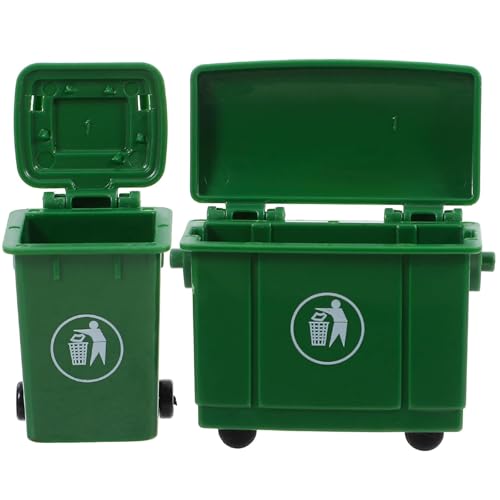 Mini -Mülleimer, 2pcs Miniaturmüll Can mit offenbarem Deckel, Puppenhaus Mini -Modell Outdoor -Szene -Requisite für DIY Crafts Doll House Möbel, Grün von Whyzsjnclg