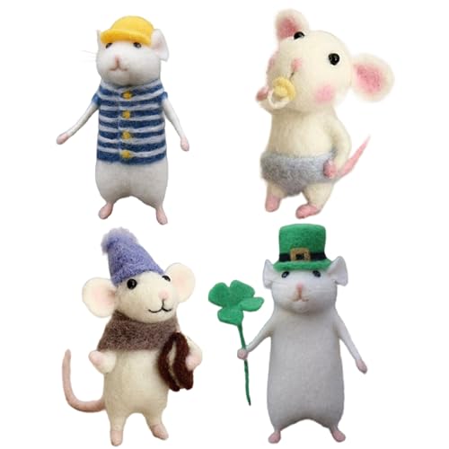 Nadel -Filzing -Starter -Kit, 4 Sets Nadel -Filzen -Kit, niedliche Mäuse -Nadel -Filzstarter -Kit, Funny Animal Toys Filz Kit mit Werkzeugen, kreative Maus -Puppenhandwerks -Sets für Erwachsene Nadel -Filzing -Starter -Kit, 4 Sets Nadel -Filzen -Kit, niedliche Mäuse -Nadel -Filzstarter -Kit, Funny Animal Toys Filz Kit mit Werkzeugen, kreative Maus -Puppenhandwerks -Sets für Erwachsene von Whyzsjnclg