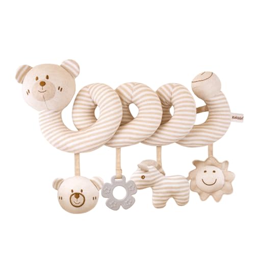 Whyzsjnclg Baby-Autositzspielzeug, Kinderwagen Spielzeug, spiralpolkische Tiere, die Krippenspielzeug mit Zahnen Ringen, BB-Sounds für Neugeborene 0-12 Monate, Bier hängen, Bier von Whyzsjnclg