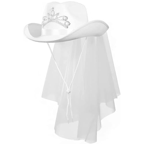 Whyzsjnclg Bachelorette Cowgirl -Hüte, Braut Cowgirl Hut, weiße Junggesellenhelme mit Schleier, Cowboy -Outfits für Party Whyzsjnclg Bachelorette Cowgirl -Hüte, Braut Cowgirl Hut, weiße Junggesellenhelme mit Schleier, Cowboy -Outfits für Party von Whyzsjnclg