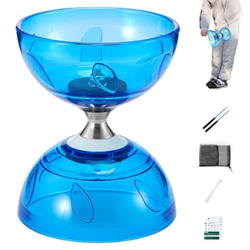 Whyzsjnclg Chinesisches Yoyo, Diabolo Chinesische Yoyo -Set tragbarer Blauer großer dreifacher Bearding -Diabolo mit Spielstock, Schnur für Erwachsene, Kinder, ältere Menschen von Whyzsjnclg