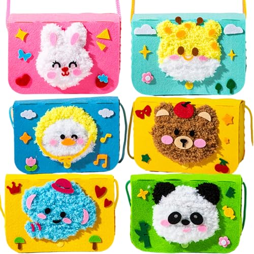 Whyzsjnclg DIY Stickerei Doll Set für Kinder, 6PCS DIY Stickerei Doll Set Crossbody Tasche geformt für Zuhause, Vorschule von Whyzsjnclg