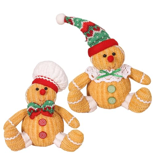 Whyzsjnclg Gingerbread Plüsch, Lebkuchenplüsch 2 PCS 2 Stil Sitting Haltung Weihnachtsdekor mit Hut auf Home, Party, Mall von Whyzsjnclg
