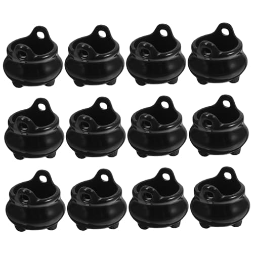 Whyzsjnclg Halloween Mini Kessel 12 pcs 0,8 x 0,7 Zoll Plastikkessel Schwarze Hexen Kessel Kessel für Halloween Dollhouse Miniaturen hängen von Whyzsjnclg