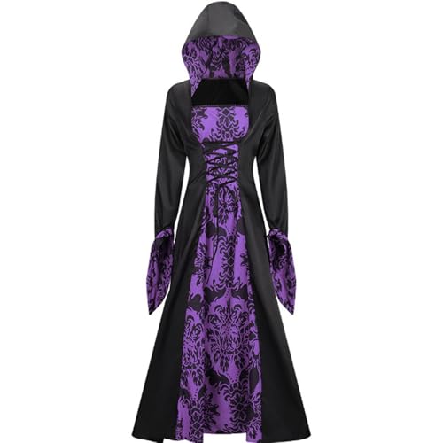 Whyzsjnclg Hexenkleid für Frauen, Hexenkleid für Frauen langer Vintage Sticked Kapuzenvampir für Party Cosplay -Kostüm Whyzsjnclg Hexenkleid für Frauen, Hexenkleid für Frauen langer Vintage Sticked Kapuzenvampir für Party Cosplay -Kostüm von Whyzsjnclg