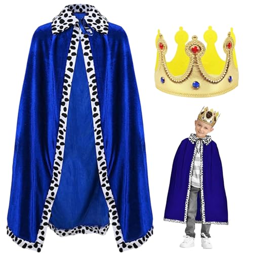 Whyzsjnclg Jungen Prince Kostüm, King Cape, 35 -Zoll -Kinderkap mit Krone, König Kostüm für Halloween, Cosplay, Party, Geburtstag, Blau Whyzsjnclg Jungen Prince Kostüm, King Cape, 35 -Zoll -Kinderkap mit Krone, König Kostüm für Halloween, Cosplay, Party, Geburtstag, Blau von Whyzsjnclg