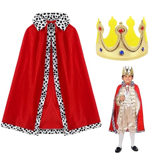 Whyzsjnclg Jungen Prince Kostüm, King Cape, 35 -Zoll -Kinderkap mit Krone, König Kostüm für Halloween, Cosplay, Party, Geburtstag, Rot Whyzsjnclg Jungen Prince Kostüm, King Cape, 35 -Zoll -Kinderkap mit Krone, König Kostüm für Halloween, Cosplay, Party, Geburtstag, Rot von Whyzsjnclg