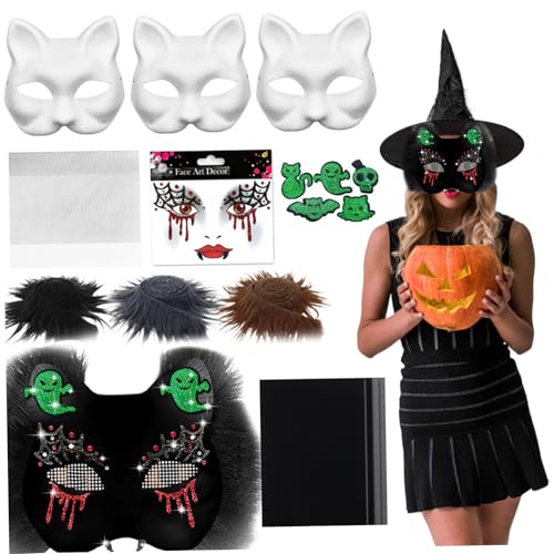 Whyzsjnclg Katzenmasken -Kit, Therian Mask Kit, Vampire -Themenkatze mit Kunstpelz, Augennetzblatt, Filz für Halloween Masquerade Cosplay Party Whyzsjnclg Katzenmasken -Kit, Therian Mask Kit, Vampire -Themenkatze mit Kunstpelz, Augennetzblatt, Filz für Halloween Masquerade Cosplay Party von Whyzsjnclg
