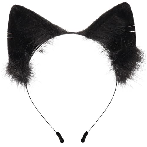 Whyzsjnclg Katzenohren, Wolf Ohren, niedliche Simulation Katze, weiches Plüsch -Stirnband, Persönlichkeit Plüsch für Cosplay -Party, Schwarz Whyzsjnclg Katzenohren, Wolf Ohren, niedliche Simulation Katze, weiches Plüsch -Stirnband, Persönlichkeit Plüsch für Cosplay -Party, Schwarz von Whyzsjnclg