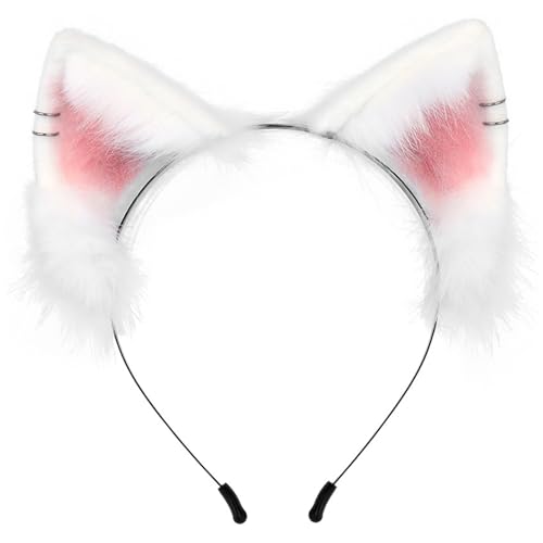 Whyzsjnclg Katzenohren, Wolf Ohren, niedliche Simulation Katze, weiches Plüsch -Stirnband, Persönlichkeit Plüsch für Cosplay -Party, Weiß Whyzsjnclg Katzenohren, Wolf Ohren, niedliche Simulation Katze, weiches Plüsch -Stirnband, Persönlichkeit Plüsch für Cosplay -Party, Weiß von Whyzsjnclg