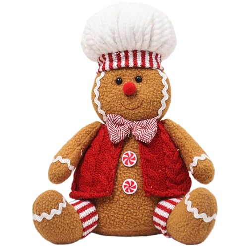 Whyzsjnclg Lebkuchen ausgestopftes Tier, Weihnachtsgingerbread Mann Plüsch mit Hut - süßes Stofftier für Urlaub, Weihnachtsdekorationen (Junge) von Whyzsjnclg