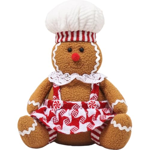 Whyzsjnclg Lebkuchen ausgestopftes Tier, Weihnachtsgingerbread Mann Plüsch mit Hut - süßes Stofftier für Urlaub, Weihnachtsdekorationen (Mädchen) von Whyzsjnclg