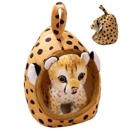 Whyzsjnclg Leopard Plüsch, Leopard -Stofftier, 7 Zoll realistisches Plüsch mit Haustiernest, weiche PP -Baumwolle für Jungen Mädchen Geburtstagsfeiern Geschenk von Whyzsjnclg