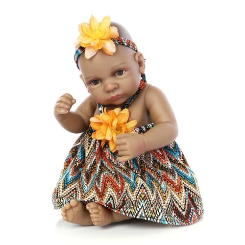 Whyzsjnclg Mini -Babypuppen, Schwarze Babypuppen 11 Zoll realistisches Mini mit beweglichen Armen und Beinen, die für das vorgetäuschte/interaktives Spiel gekleidet sind, Mädchen, Mädchen von Whyzsjnclg