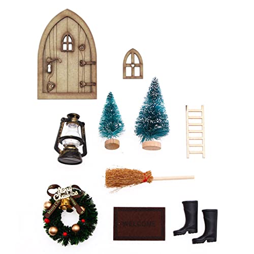 Whyzsjnclg Miniatur Holztür, Christams Dollhouse Möbel Mini Simulationstür Garten Ornamente Weihnachtsdekoration für Feiertage von Whyzsjnclg