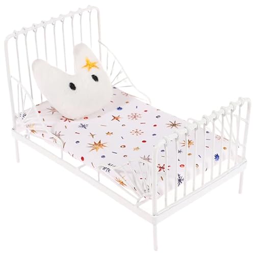 Whyzsjnclg Puppenhauszubehör, Puppenhausbett 1/12 Maßstab Metal Doll House Bett, Sternmuster Miniaturbettmöbel mit Kissen, niedliche Puppenhaus -Schlafzimmermöbel für Puppenhauszubehör Whyzsjnclg Puppenhauszubehör, Puppenhausbett 1/12 Maßstab Metal Doll House Bett, Sternmuster Miniaturbettmöbel mit Kissen, niedliche Puppenhaus -Schlafzimmermöbel für Puppenhauszubehör von Whyzsjnclg