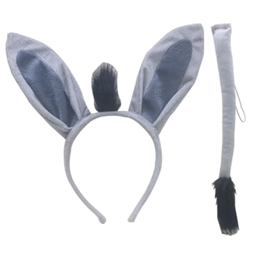 Whyzsjnclg Tierkostüm, Eselkostüm 2PCS Set, entzückende hautfreundliche Halloween-Kostüme mit Stirnband, verstellbar für Halloween-Party-Cosplay von Whyzsjnclg