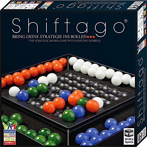 WiWa Spiele 790023 - SHIFTAGO - Auf der Empfehlungsliste „SPIEL DES JAHRES“ 2017 - (Spiel Gesellschaftsspiel Familienspiel Brettspiel Strategiespiel für 2-4 Spieler mit 88 wertigen Murmeln „Ø 22 mm“) von SHIFTAGO