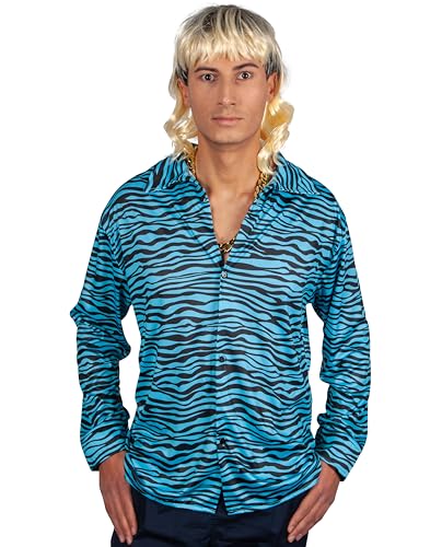 Wicked Costumes Hemd mit exotischem Tiger-Print, Größe L, Türkis von Wicked Costumes