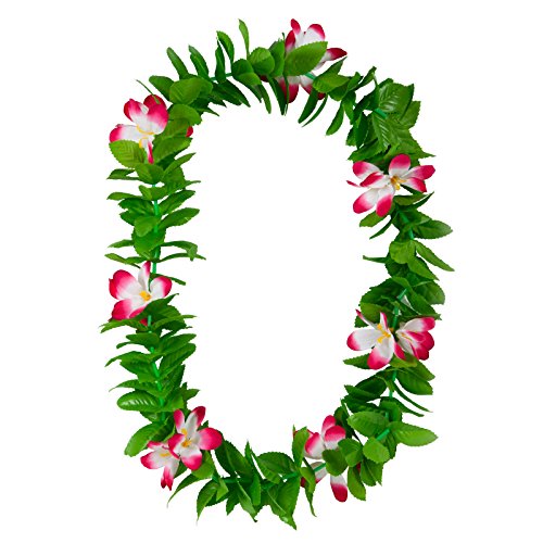 Hawaiian Green Leaf Lei Pink Flower Garland Fancy Dress Accessory Summer Beach Party Hawaiian Green Leaf Lei Pink Flower Garland Fancy Dress Accessory Summer Beach Party von Wicked Costumes