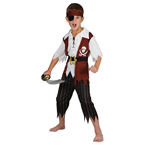 Pirat Seeräuber Augenklappe Verkleidung für Jungen Fasching Halloween Kostüm M von Wicked Costumes