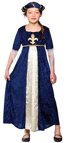 Mädchen Tudor Prinzessin Kostüm, Größe M, 5-7 Jahre, Blau von Wicked Costumes