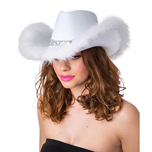 Wicked Costumes Texanischer Cowboy-Hut für Erwachsene, Kostüm- und Partyzubehör, Weiß, Pailletten und Federbesatz Wicked Costumes Texanischer Cowboy-Hut für Erwachsene, Kostüm- und Partyzubehör, Weiß, Pailletten und Federbesatz von Wicked Costumes