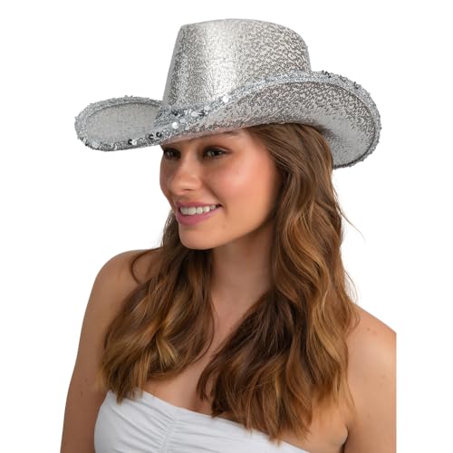 Wicked Costumes Texanischer Cowboyhut für Erwachsene, Kostümparty, Accessoire (silberne Pailletten) von Wicked Costumes