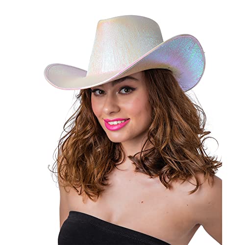 Wicked Costumes Texanischer Cowboy-Hut für Erwachsene, Kostüm- und Partyzubehör, schillernd Weiß von Wicked Costumes