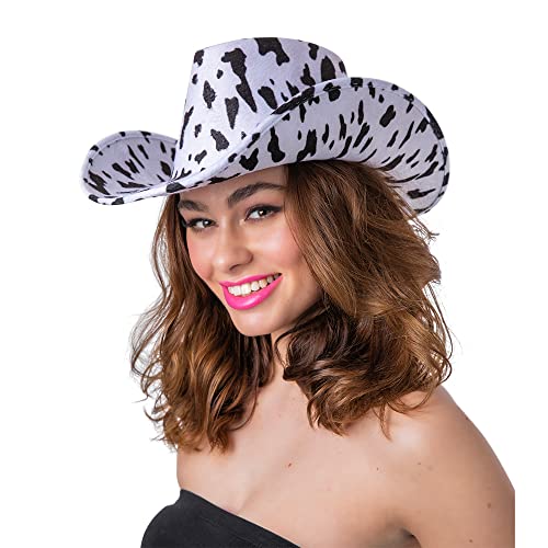 Wicked Costumes Texanischer Cowboy-Hut für Erwachsene, Kostüm- und Partyzubehör, Kuhfell-Print von Wicked Costumes