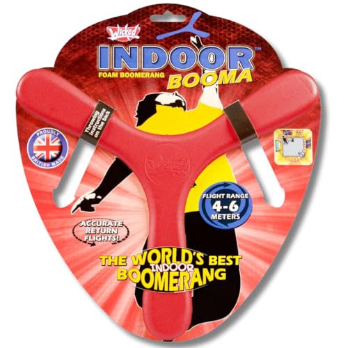 Wicked Wicked WKIND-R Wicked Indoor Booma Red | Der weltweit Beste Sport-Bomerang | Hergestellt aus weichem und sicherem Memorang-Schaum, garantiert Rückflug, rot von Wicked