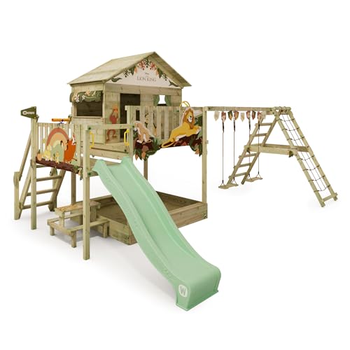 Disney's Der König der Löwen Saga Spielturm von Wickey - Klettergerüst, Kletterturm, Gartenspielgerät für Kinder - Outdoor Garten Spielplatz aus Holz mit Sandkasten von Wickey