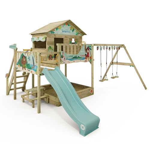 Disney's Vaiana Quest Spielturm von Wickey - Klettergerüst, Kletterturm, Gartenspielgerät für Kinder - Outdoor Garten Spielplatz aus Holz mit Sandkasten von Wickey