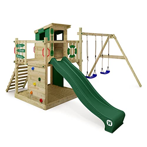 WICKEY Spielturm Klettergerüst Smart Camp mit Schaukel & grüner Rutsche, Outdoor Kinder Kletterturm mit Sandkasten, Leiter & Spiel-Zubehör für den Garten WICKEY Spielturm Klettergerüst Smart Camp mit Schaukel & grüner Rutsche, Outdoor Kinder Kletterturm mit Sandkasten, Leiter & Spiel-Zubehör für den Garten von Wickey