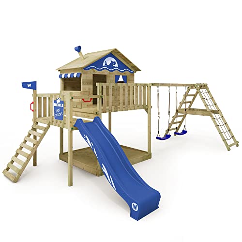 WICKEY Spielturm Klettergerüst Smart Ocean mit Schaukel & Blauer Rutsche, Outdoor Kinder Kletterturm mit Sandkasten, Leiter & Spiel-Zubehör für den Garten WICKEY Spielturm Klettergerüst Smart Ocean mit Schaukel & Blauer Rutsche, Outdoor Kinder Kletterturm mit Sandkasten, Leiter & Spiel-Zubehör für den Garten von Wickey