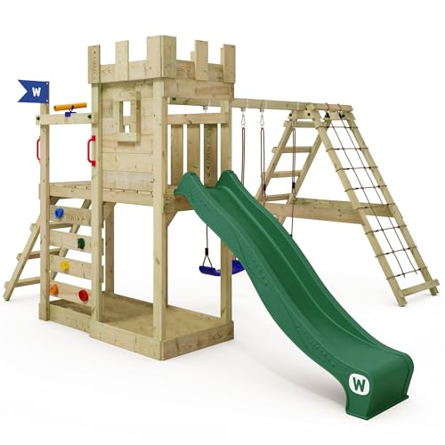 WICKEY Spielturm Ritterburg GateFlyer mit Schaukel & grüner Rutsche, Outdoor Kinder Kletterturm mit Sandkasten, Leiter & Spiel-Zubehör für den Garten WICKEY Spielturm Ritterburg GateFlyer mit Schaukel & grüner Rutsche, Outdoor Kinder Kletterturm mit Sandkasten, Leiter & Spiel-Zubehör für den Garten von Wickey