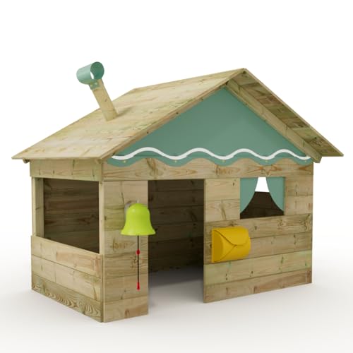 Wickey Spielhaus Hostel - Kinderspielhaus aus Holz, Gartenhaus für Kinder, extrem witterungsbeständig - aus kesseldruckimprägniertem Massivholz - Pastellblau von Wickey