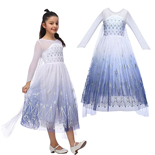 Wiclin ELSA hat Sich für die mädchen angezogen EIN Kleid für Queen Snow Kleid für mädchen, Prinzessin Halloween als weihnachtskostüme 9T-10T/140 von Wiclin