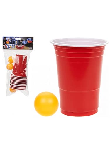 Widdle Gifts 5037241262428 PMS Beer Pong in PP-Beutel mit Pappkarte für 12 Tassen/6 Bälle, 18 Stück, S Widdle Gifts 5037241262428 PMS Beer Pong in PP-Beutel mit Pappkarte für 12 Tassen/6 Bälle, 18 Stück, S von PMS