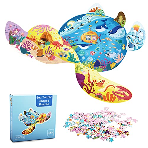 Puzzle Kinder 136 Teile, Meeresschildkröte Kinderpuzzle, Puzzle ab 4 5 6 7 8 9 Jahre für Jungen & Mädchen, Lernspielzeug Spiel Jigsaw, für Erwachsene und Kinder von Widisun