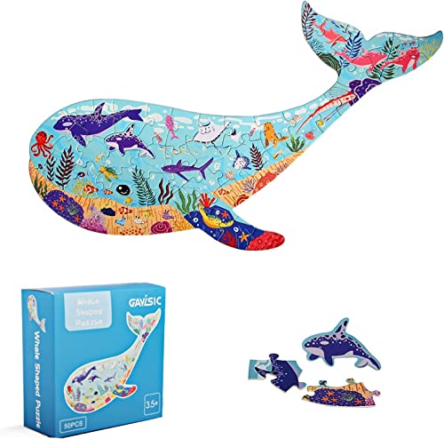 Whale Kids Puzzle 50 Stück Puzzles für Kinder Alter 4 5 6 7 8 9 10 Jahre, Puzzles für Kinder Alter 8-10 Jahr für Jungen & Mädchen von Widisun