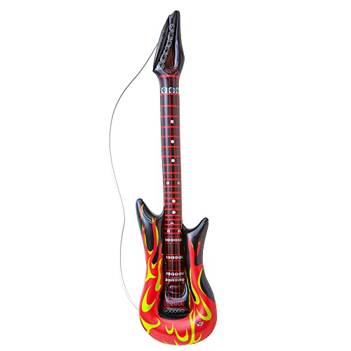 W WIDMANN MILANO Party Fashion 04815 - Aufblasbare Rockstargitarre mit Flammen, Länge circa 105 cm, Instrument, Luftgitarre, Mottoparty, Karneval von WIDMANN
